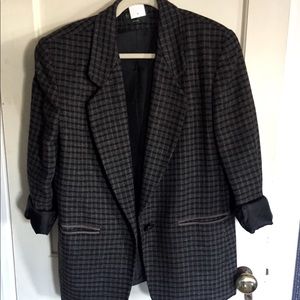 Wool Plaid Oversized Blazer Coat